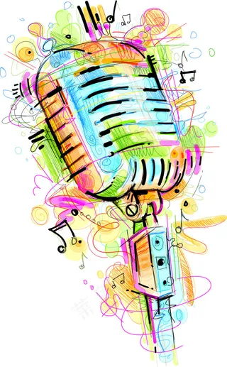 麦克风现代个性涂鸦设计矢量