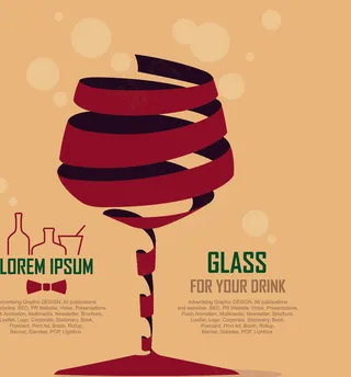 创意丝带抽象酒杯造型矢量素材