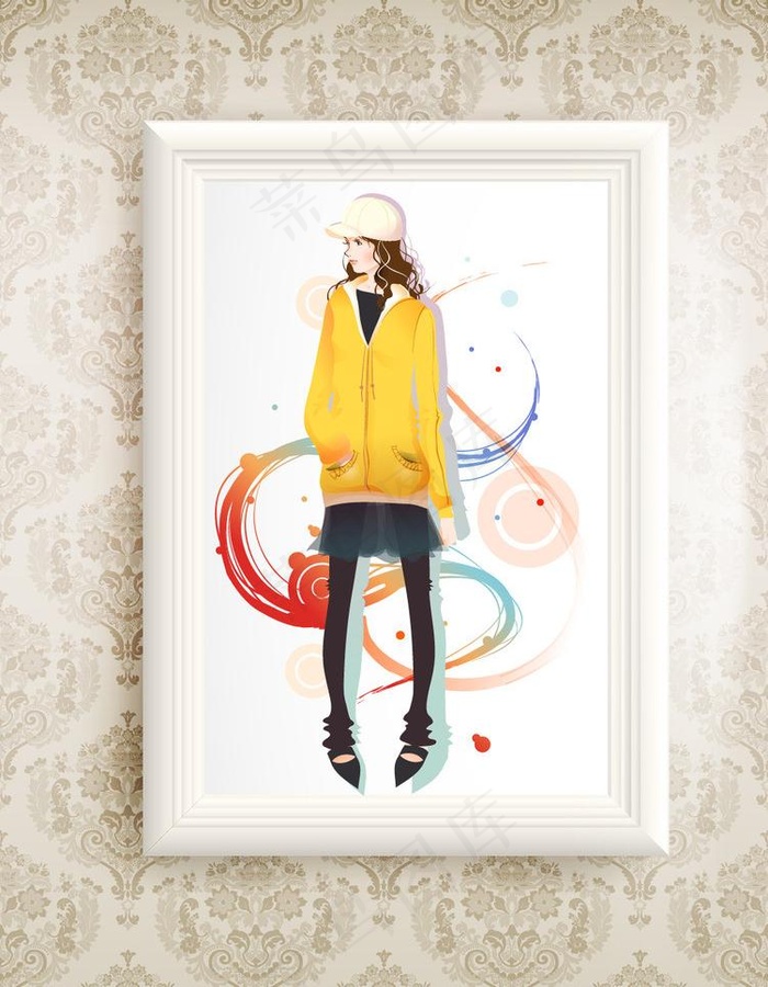 美女插画图片
