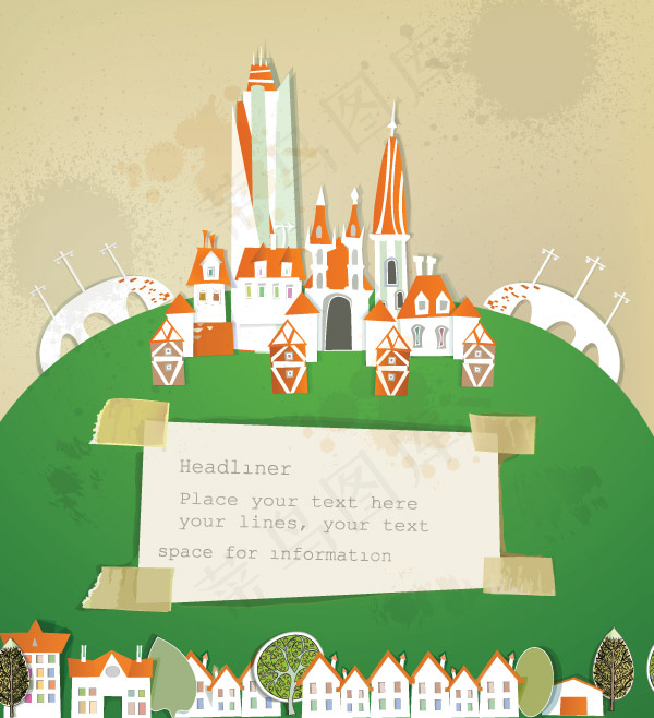 卡通城市主题矢量素材-6