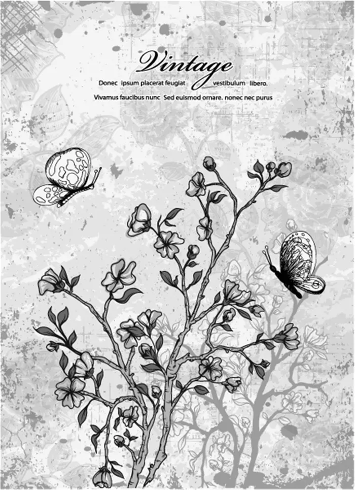 一对蝴蝶恋花背景图片eps,ai矢量模版下载