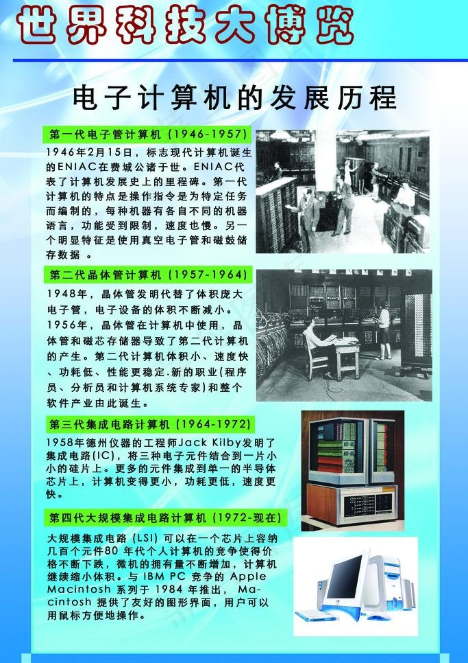 电子计算机的发展历程图片psd模版下载
