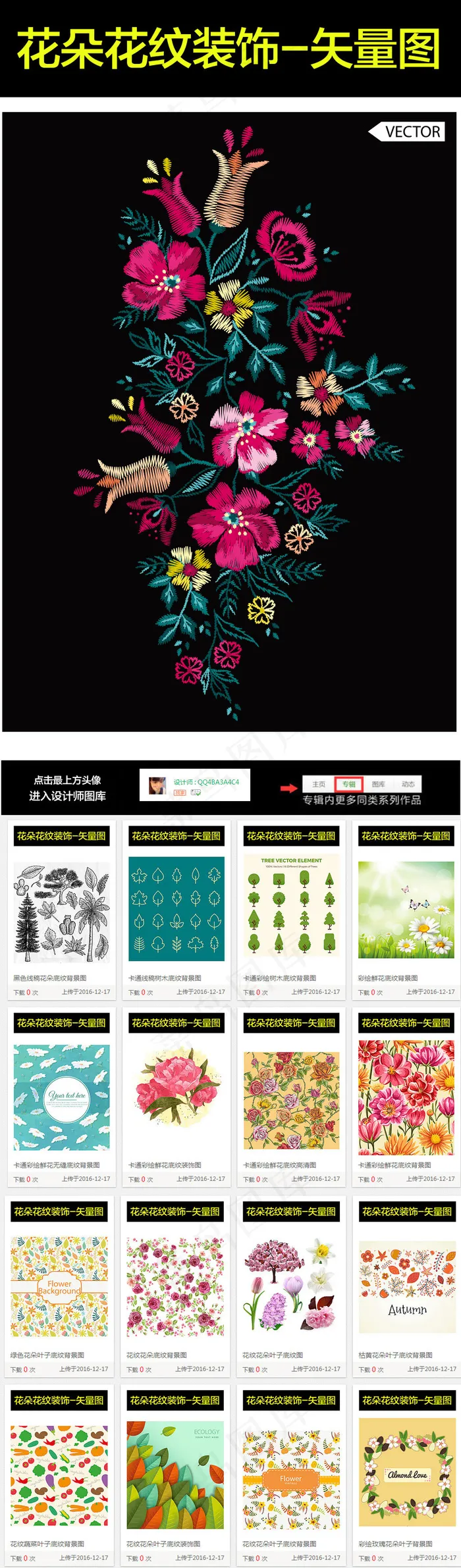 彩色卡通鲜花花纹底纹图