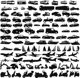 各种交通工具剪影矢量素材