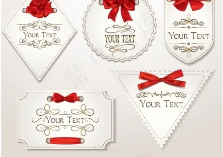 丝带蝴蝶结装饰标签矢量素材