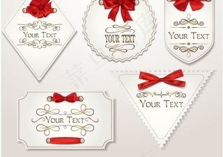 丝带蝴蝶结装饰标签矢量素材