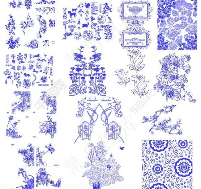 青花瓷图案图片(10000X10000(DPI:720))psd模版下载