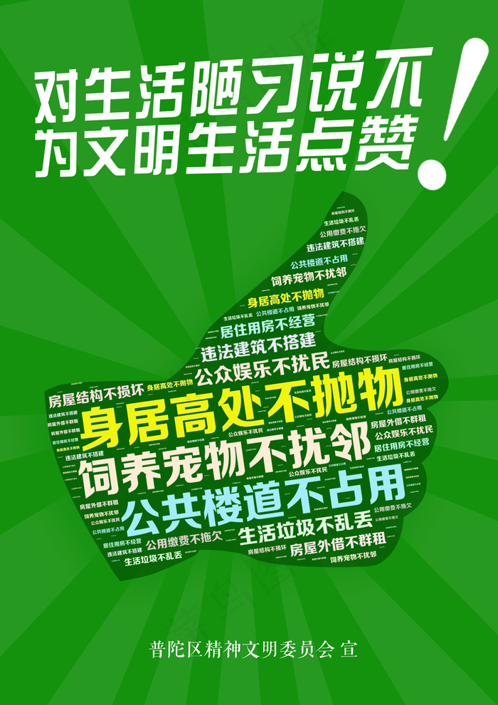 对生活陋习说不，为文明生活点赞！psd模版下载