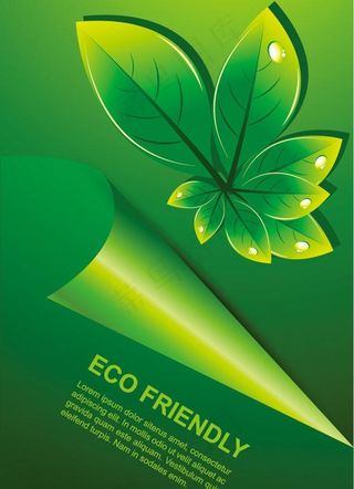 动感绿叶水珠水滴 绿色环保背景图片