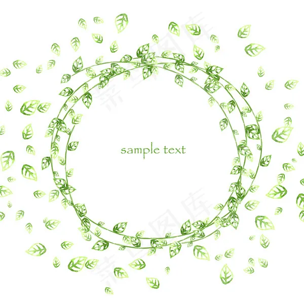 环形绿叶花环宣传背景psd源文件psd模版下载