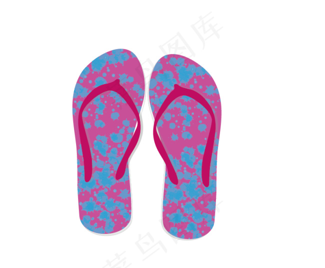 梅红蓝色杂色款矢量外贸夹板拖鞋