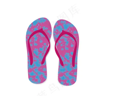 梅红蓝色杂色款矢量外贸夹板拖鞋