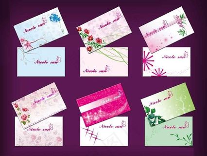 典雅花卉名片设计PSD素材