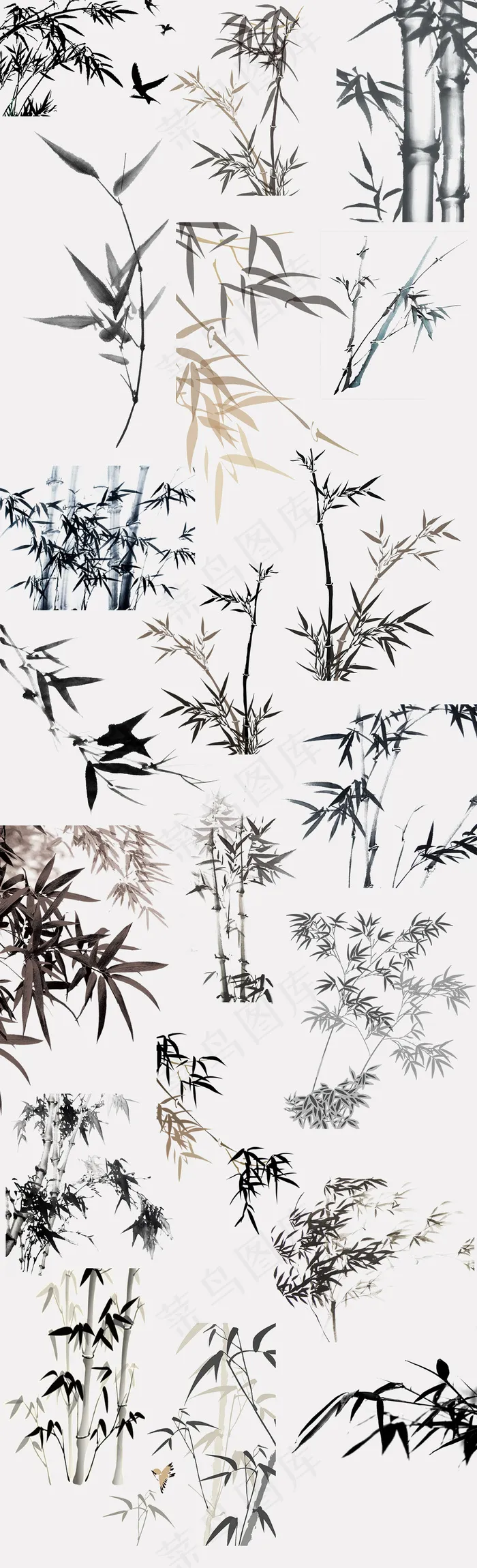 水墨竹林中国风古典竹子免扣PNG背...psd模版下载