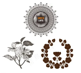 手绘花朵 圆形花纹素材图片