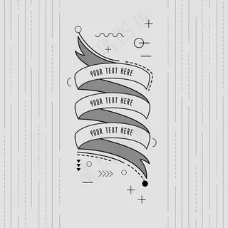 矢量复古时尚花边飘带矢量集合