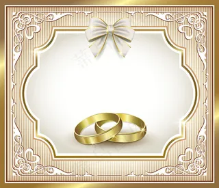 金色婚礼卡片边框素材模板下载