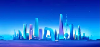 蓝色现代科技感建筑背景