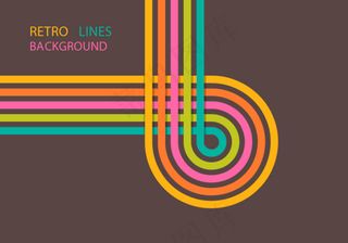 五彩弯曲线条背景矢量素材