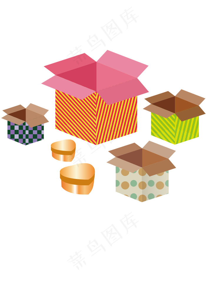 方形条纹礼物盒素材 圆形可爱礼物盒包装
