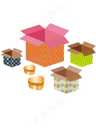 方形条纹礼物盒素材 圆形可爱礼物盒包装