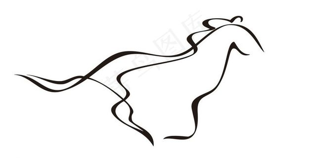 线描马 艺术字图片