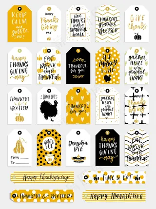 感恩节吊牌感恩节卡片感恩节手写字体