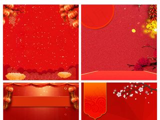 淘宝天猫中国红新年电商主图背景