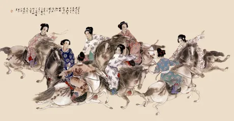 国画psd人物画psd模版下载