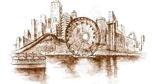 线描城市图片