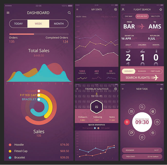 时尚APP系统界面PSD素材