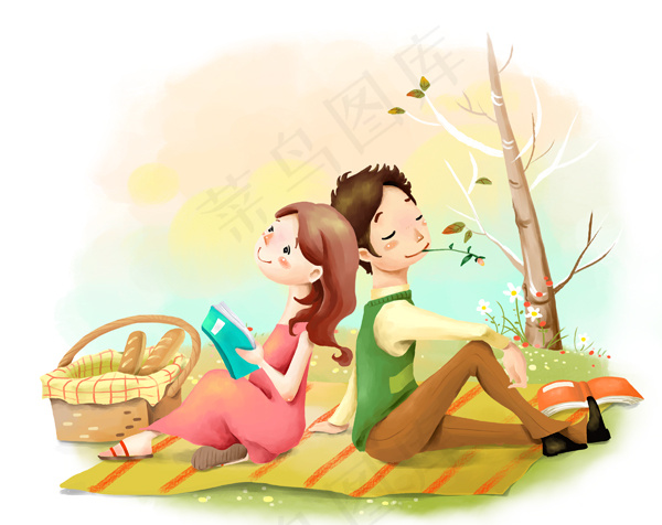 可爱卡通小情侣PSD素材