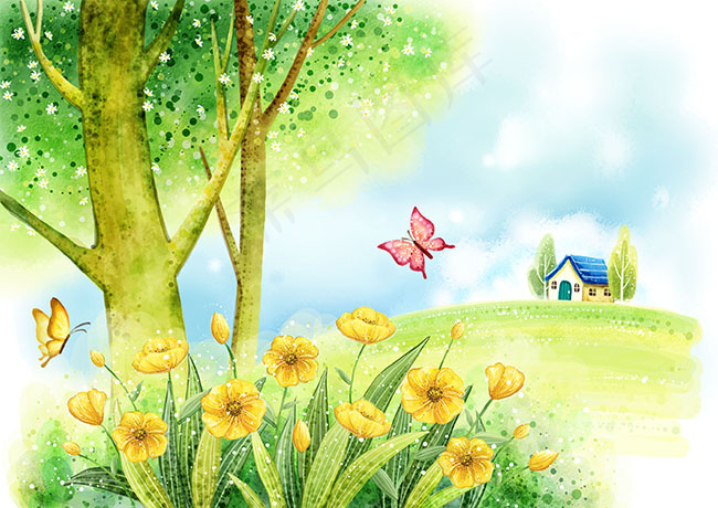春天蝴蝶插画