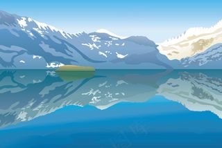 高原雪山湖泊风光矢量图