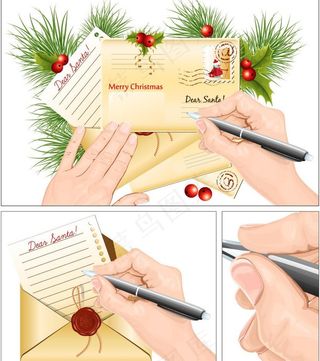 正在书写的圣诞贺卡