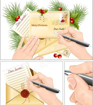 正在书写的圣诞贺卡