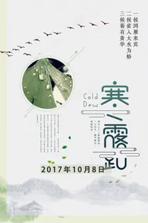 唯美手绘中国风节气寒露海报