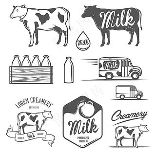 手绘牛奶图标设计