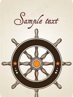 船舵复古欧式矢量图图片