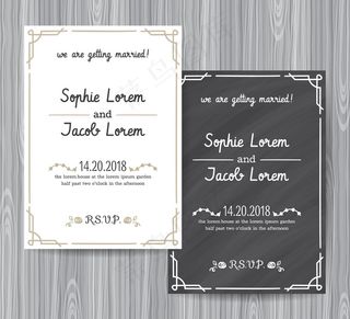 简约边框婚礼请贴矢量素材