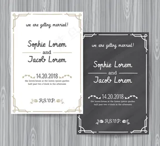 简约边框婚礼请贴矢量素材