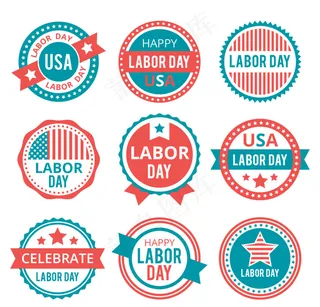 漂亮的美国劳动节老式风格的贴纸