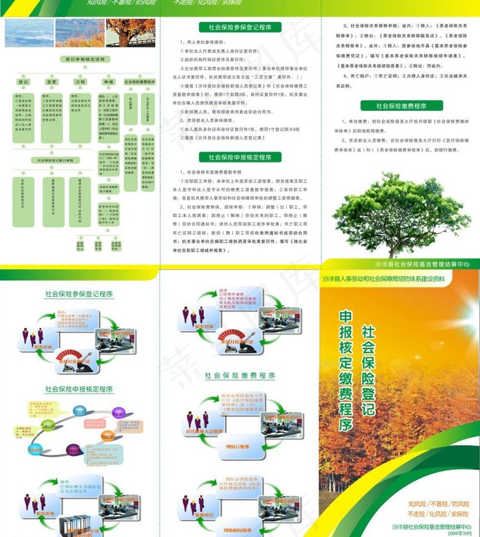 社会保险三折页图片cdr矢量模版下载