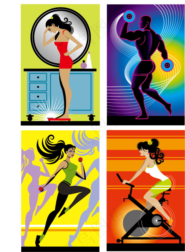 流行健身运动矢量