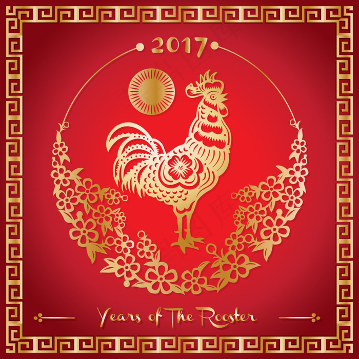 中国新年鸡年背景eps,ai矢量模版下载