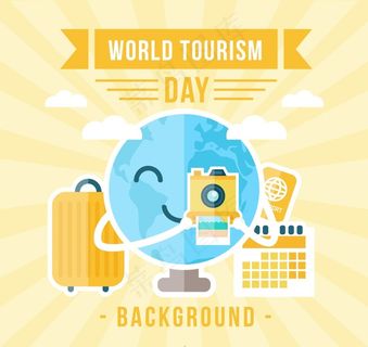 卡通地球世界旅行日宣传海报背景