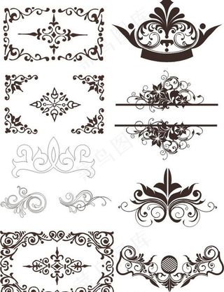 欧式花边花纹边框矢量图案图片