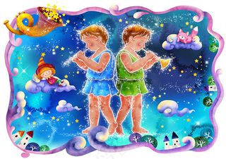 双子座插画图片psd素材