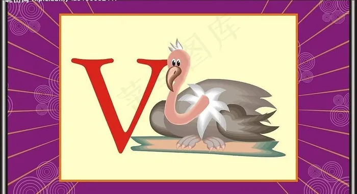 v字母与动物图片cdr矢量模版下载