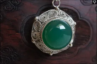 泓霖 绿玛瑙花丝吊坠图片